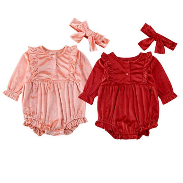 0-24m infant baby girl velvet romper clothes ruffles solid long sleeve jumpsuits headband newborn outfit, Blue
0-24m infant baby girl velvet romper clothes ruffles solid long sleeve jumpsuits headband newborn outfit, Blue