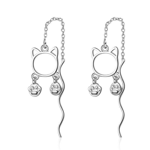 eh380 lovely cat long ear line female footprint hollow ear penetration little fresh cat sweet girl heart ear accessories, Silver
eh380 lovely cat long ear line female footprint hollow ear penetration little fresh cat sweet girl heart ear accessories, Silver