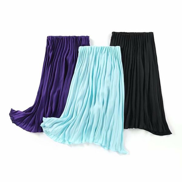 women basic solid pleated midi skirt faldas mujer elastic waist office lady wear female casual chic mid calf skirts, Black
women basic solid pleated midi skirt faldas mujer elastic waist office lady wear female casual chic mid calf skirts, Black