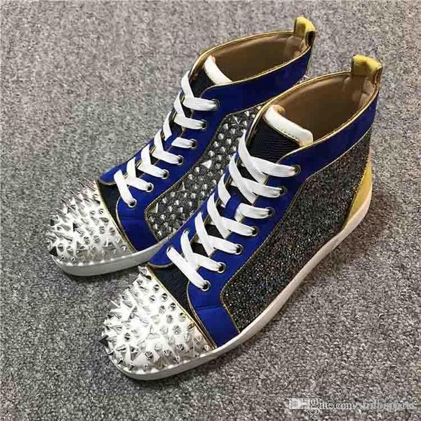 dark green rhinestone men studded sneakers pik spiked shoes red bottom louflat mix 2019 flat high lace-up sneaker italy brand design, Black
dark green rhinestone men studded sneakers pik spiked shoes red bottom louflat mix 2019 flat high lace-up sneaker italy brand design, Black