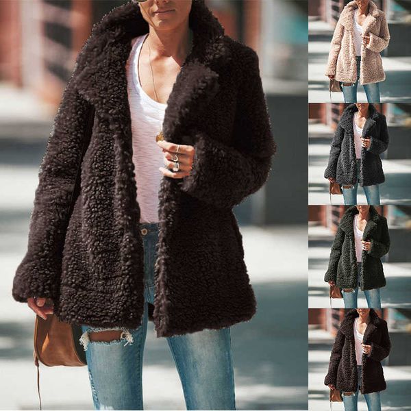 women's wool & blends lapel winter fluffy teddy warm casual fleece coat thick fur bear jacket, Black
women's wool & blends lapel winter fluffy teddy warm casual fleece coat thick fur bear jacket, Black