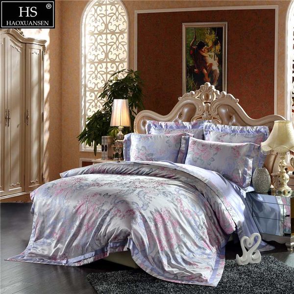 hs luxury 4pcs bedding sets 100% 28 momme pure long stranded mulberry silk jacquard satin european style king size bedroom set
hs luxury 4pcs bedding sets 100% 28 momme pure long stranded mulberry silk jacquard satin european style king size bedroom set