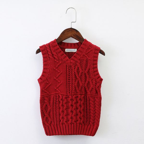 2020 kids knitted sweaters vest boy clothes cotton baby girl winter clothes children v-neck waistcoat outwear sweater for boys, Blue