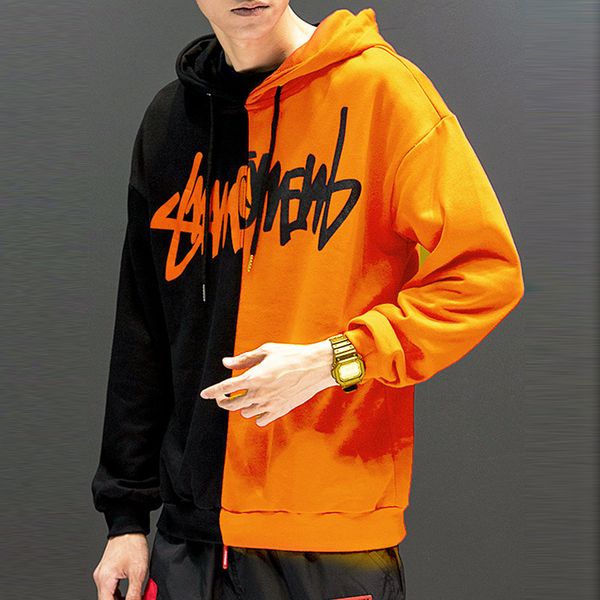fashionable men's sweater european and american hip hop contrast color loose hooded sweater spring and autumn size m-2xl, Black
fashionable men's sweater european and american hip hop contrast color loose hooded sweater spring and autumn size m-2xl, Black