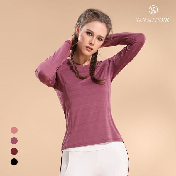 sana j.y.c long sleeve yoga shirts sport, White;red