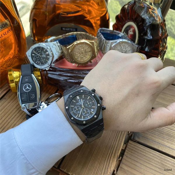 all subdials work mens watches stainless steel quartz ap wristwatches satch luxury watch gh26, Black;brown
all subdials work mens watches stainless steel quartz ap wristwatches satch luxury watch gh26, Black;brown