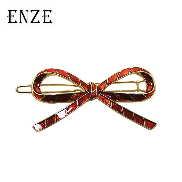 

enze red drip zinc alloy bow woman hair clip fashion new girl strip hair accessories retro party accessories factory wholesale, Golden;white