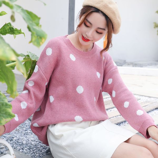 ollymurs autumn winter loose knitted sweater korean fashion o-neck lazy style women sweater dot casual ladies warm pullover, White;black
ollymurs autumn winter loose knitted sweater korean fashion o-neck lazy style women sweater dot casual ladies warm pullover, White;black
