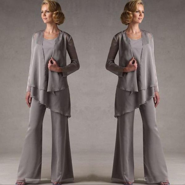 Mother Of The Groom Dresses Grey Chiffon Mother Pants Suit With Jacket Robe De Mere De Mariee Evening Party Wear
Mother Of The Groom Dresses Grey Chiffon Mother Pants Suit With Jacket Robe De Mere De Mariee Evening Party Wear
