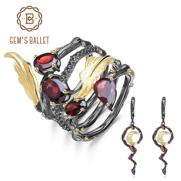 gem's ballet 3.95ct natural red garnet earrings ring set 925 sterling silver vintage gothic jewelry set for women fine jewelry, Black
gem's ballet 3.95ct natural red garnet earrings ring set 925 sterling silver vintage gothic jewelry set for women fine jewelry, Black