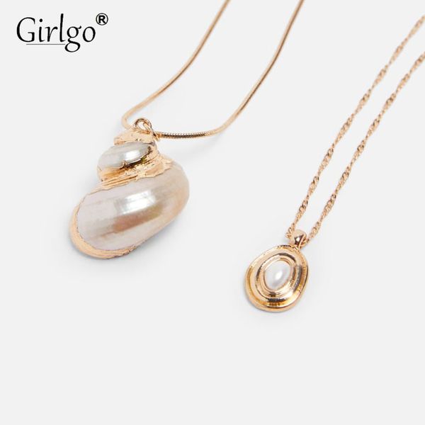 girlgo 2019 2pcs/sets conch sea shell pearl metal necklace for women trendy long chain charm necklaces jewelry boho, Golden;silver
girlgo 2019 2pcs/sets conch sea shell pearl metal necklace for women trendy long chain charm necklaces jewelry boho, Golden;silver