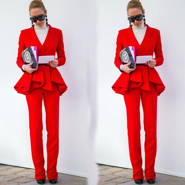 new fashion red 2 pieces mother of the bride suits women ladies ruffles plus size office tuxedos formal work wear for wedding, Black;red
new fashion red 2 pieces mother of the bride suits women ladies ruffles plus size office tuxedos formal work wear for wedding, Black;red