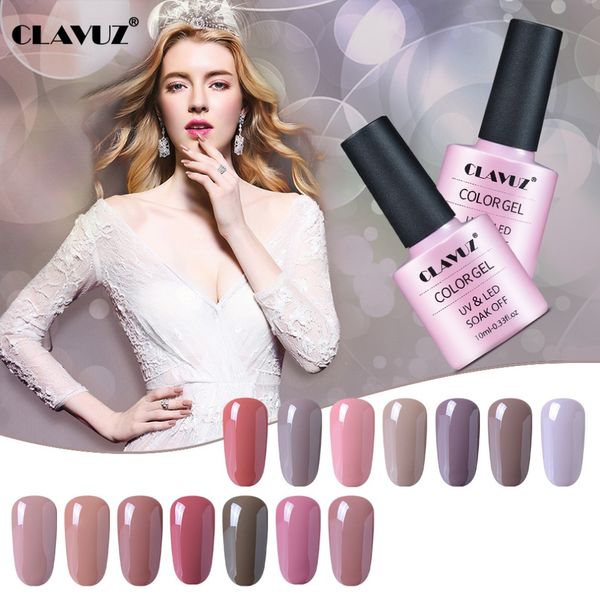 

clavuz 10ml nude color uv nail gel polish soak off need base coat gel varnish semi permanent lucky lacquer 24 colors