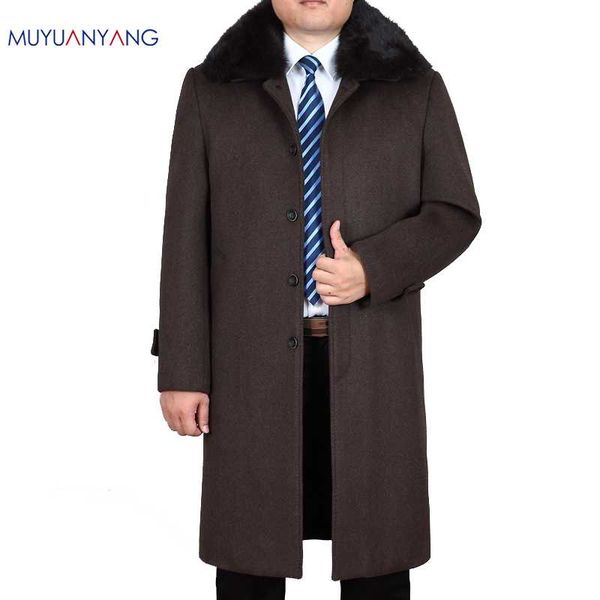 

mu yuan yang mens wool coats and jackets winter x-long men' s woolen jacket casual cashmere clothing plus size xxxl xxxxl, Black