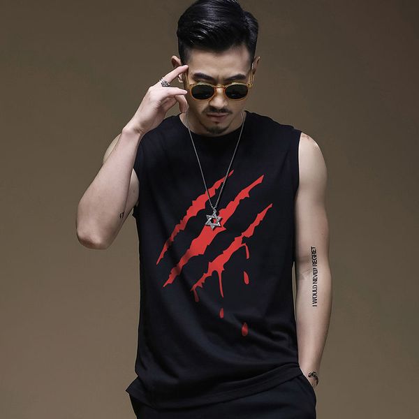 dafanqi tank man cotton o-neck fitness gym clothing sleeveless casual singlet loose shape scratches printing vest for male, White;black 
dafanqi tank man cotton o-neck fitness gym clothing sleeveless casual singlet loose shape scratches printing vest for male, White;black