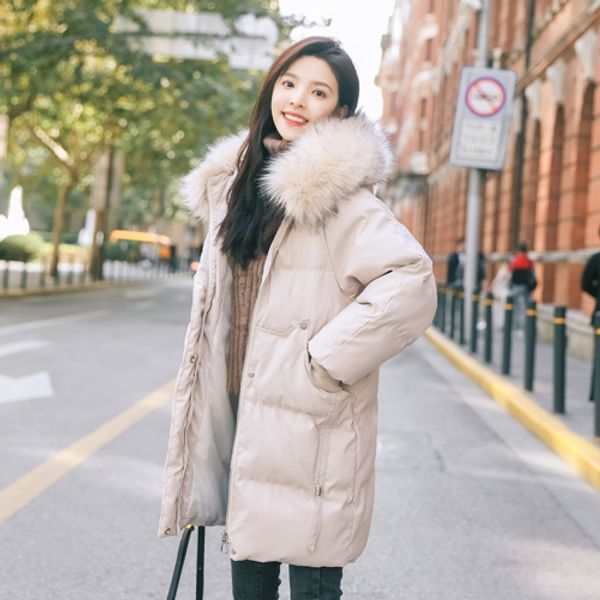 2019 new mid-long down dress female winter big hair collar ins bread dress cotton student jacket han, Black
2019 new mid-long down dress female winter big hair collar ins bread dress cotton student jacket han, Black
