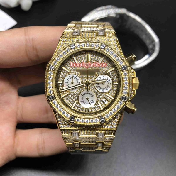 multi-function quartz movement trend watch men's diamond watches gold diamond face stainless steel case wristwatch, Slivery;brown
multi-function quartz movement trend watch men's diamond watches gold diamond face stainless steel case wristwatch, Slivery;brown