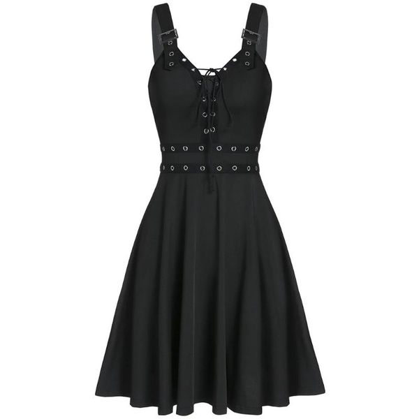 women mini dresses gothic black deep v neck 2020 fall punk sleeveless rivet fashion tunic hip hop bandage female dress, White;black
women mini dresses gothic black deep v neck 2020 fall punk sleeveless rivet fashion tunic hip hop bandage female dress, White;black