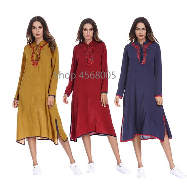 arab middle east women wear long sleeve dress abaya embroidery muslim long robe loose moroccan islamic clothing dress, Red
arab middle east women wear long sleeve dress abaya embroidery muslim long robe loose moroccan islamic clothing dress, Red