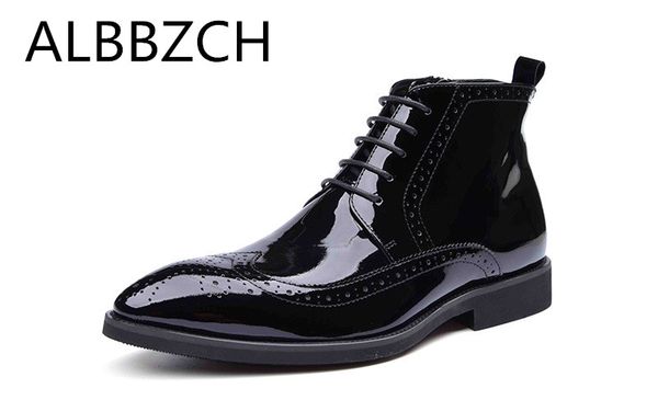 new patent leather men boots shoes pointed toe lace up zip designer business dress ankle boots office work size 38 44 us10, Black
new patent leather men boots shoes pointed toe lace up zip designer business dress ankle boots office work size 38 44 us10, Black