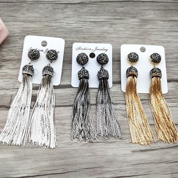 1/5 pairs handmade tassel danle earrings, with pave rhinestone charm women jewelry bohemia earrings er688, Silver
1/5 pairs handmade tassel danle earrings, with pave rhinestone charm women jewelry bohemia earrings er688, Silver