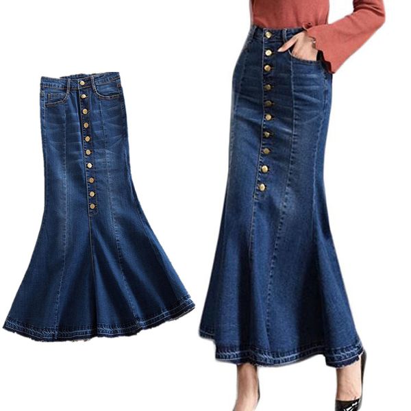 jeans with multiple row buttons slim elastic jeans fishtail skirt long hippie mermaid denim skirt, Black
jeans with multiple row buttons slim elastic jeans fishtail skirt long hippie mermaid denim skirt, Black