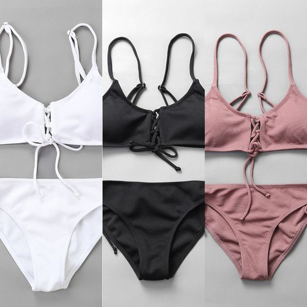 2020 split women's pure color bikini swimming knitted bikini swimsuit thread jacquard triangle swimsuit, Black
2020 split women's pure color bikini swimming knitted bikini swimsuit thread jacquard triangle swimsuit, Black