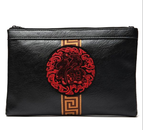 new designer chinese style personality clutch bag fashion personality wolf embroidery dragon sequins bag men women envelope bag wrist wallet
new designer chinese style personality clutch bag fashion personality wolf embroidery dragon sequins bag men women envelope bag wrist wallet
