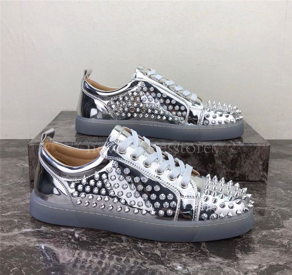 2019 luxury mens womens party lovers leather suede casual shoes sneakers designer rhinestone studded spikes flats lace-up shoes red sole, Black
2019 luxury mens womens party lovers leather suede casual shoes sneakers designer rhinestone studded spikes flats lace-up shoes red sole, Black
