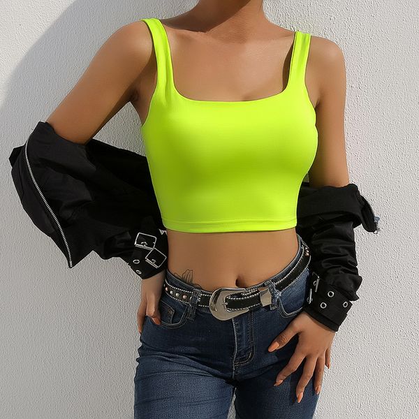 woman tanks collar square strap tank neon green sleeveless crop streetwear korean vest summer fashion slim tee, White
woman tanks collar square strap tank neon green sleeveless crop streetwear korean vest summer fashion slim tee, White