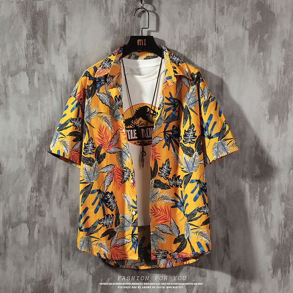 2020 men's shirt short sleeve lapel printed shirt men's hawaii flower lining, White;black
2020 men's shirt short sleeve lapel printed shirt men's hawaii flower lining, White;black