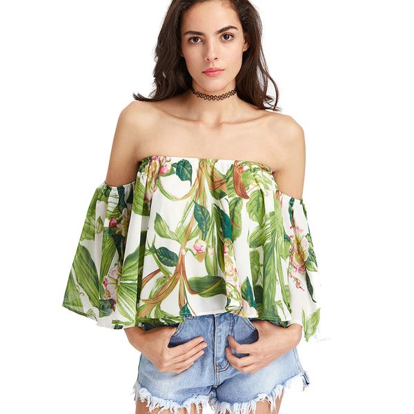 women summer fashion tops half sleeve printed falbala boat collar shirt girls sexy off shoulder off collar strapless tops, White
women summer fashion tops half sleeve printed falbala boat collar shirt girls sexy off shoulder off collar strapless tops, White