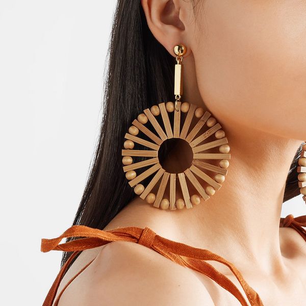 aensoa vintage wooden long big circle round earring ethnic fashion geometric handmade semicircle bamboo drop earring for women, Silver
aensoa vintage wooden long big circle round earring ethnic fashion geometric handmade semicircle bamboo drop earring for women, Silver