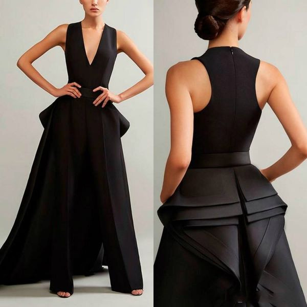 ashi studio 2019 prom dresses jumpsuits v neck satin with detachable train pants suits formal wear evening gowns plus size abendkleider, Black
ashi studio 2019 prom dresses jumpsuits v neck satin with detachable train pants suits formal wear evening gowns plus size abendkleider, Black