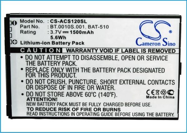 cameron sino battery bat-510,bt.0010s.001 for acer liquid metal mt, s120
cameron sino battery bat-510,bt.0010s.001 for acer liquid metal mt, s120