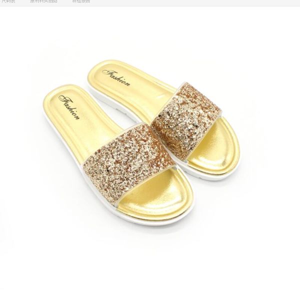 female summer fashion shiny slippers women outdoor holiday crystal beach sandals ladies home glittering non-slip flat slippers, Black
female summer fashion shiny slippers women outdoor holiday crystal beach sandals ladies home glittering non-slip flat slippers, Black