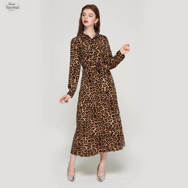 women leopard print ankle length dress bow casual long sleeve ladies sashes chic dresses vestidos qa472 designer clothes, Black;gray
women leopard print ankle length dress bow casual long sleeve ladies sashes chic dresses vestidos qa472 designer clothes, Black;gray