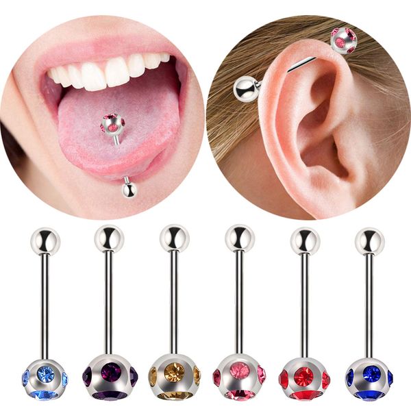 1pc stainless steel tongue studs crystal tongue bars ring barbell nipple ring piercing women body piercing jewelry gifts, Silver
1pc stainless steel tongue studs crystal tongue bars ring barbell nipple ring piercing women body piercing jewelry gifts, Silver