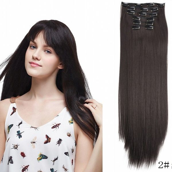 sara clip in on kinky straight hair extensions curly hair pieces hairpiece extension for lady & women hairpieces 6pcs/set 50cm 20inch, Black;brown 
sara clip in on kinky straight hair extensions curly hair pieces hairpiece extension for lady & women hairpieces 6pcs/set 50cm 20inch, Black;brown