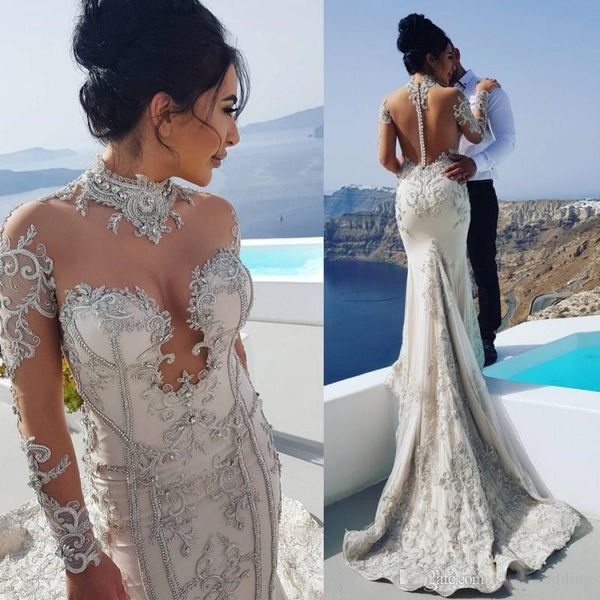 2019 illusion bodice beads mermaid wedding dresses long sleeve bridal gowns high neck illusion back covered buttons bridal gown bohemia
2019 illusion bodice beads mermaid wedding dresses long sleeve bridal gowns high neck illusion back covered buttons bridal gown bohemia