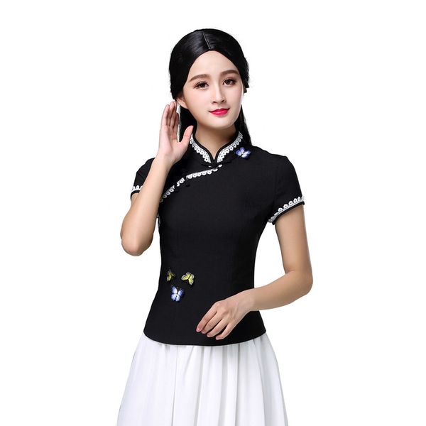 summer new women short sleeve shirt chinese traditional lady mandarin collar butterfly blouse elegant clothing size s-3xl, Red
summer new women short sleeve shirt chinese traditional lady mandarin collar butterfly blouse elegant clothing size s-3xl, Red