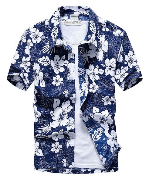 men in europe and the united states new beach casual hawaiian wind floral pattern loose short sleeve shirt, White;black 
men in europe and the united states new beach casual hawaiian wind floral pattern loose short sleeve shirt, White;black