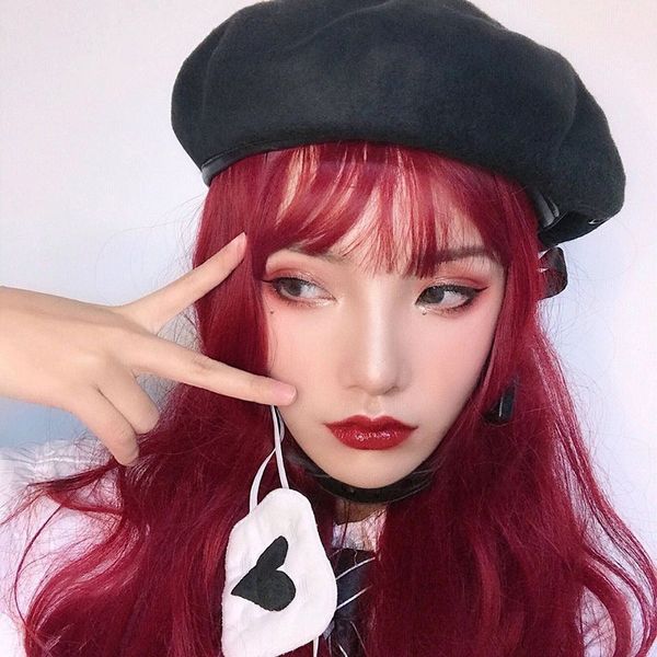 wig female orange corn teddy wool roll air bangs long foam face net red cos full hair set, Black
wig female orange corn teddy wool roll air bangs long foam face net red cos full hair set, Black