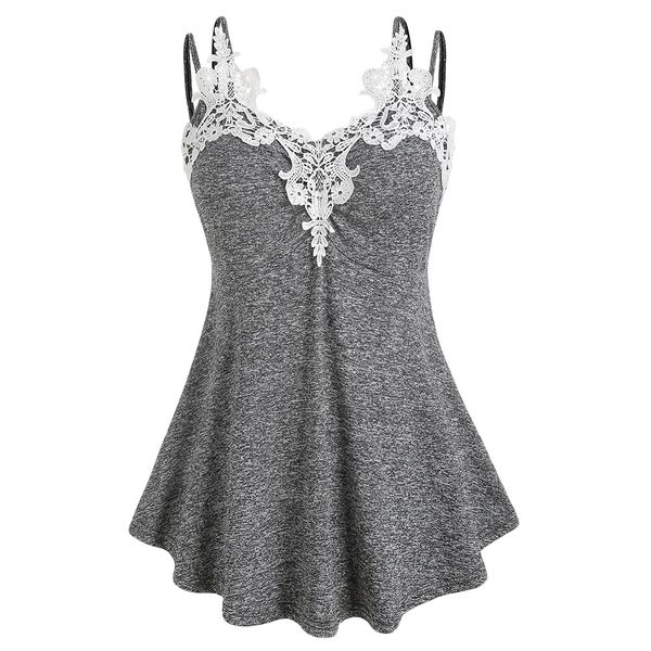 plus size marled lace insert camis sleeveless spaghetti strap tanks v-neck women summer vintage a-line camis, White
plus size marled lace insert camis sleeveless spaghetti strap tanks v-neck women summer vintage a-line camis, White