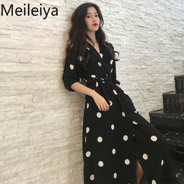 meileiya summer women's dress korean style fashion v-neck ladies long dress casual half sleeve dot female new 2019, Black;gray
meileiya summer women's dress korean style fashion v-neck ladies long dress casual half sleeve dot female new 2019, Black;gray