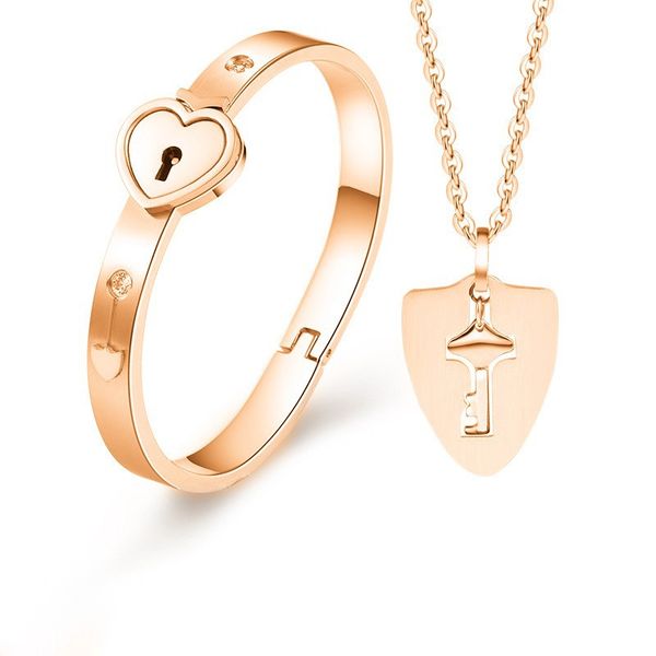 concentric lock key love titanium steel stainless steel jewelry bracelet necklace couple sets valentine's day gift, Black
concentric lock key love titanium steel stainless steel jewelry bracelet necklace couple sets valentine's day gift, Black