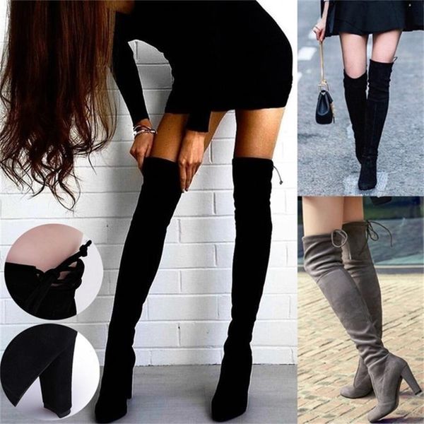 women's warm boots autumn winter new pointed thick with side zipper over the knee boots elastic ladies long boots, Black
women's warm boots autumn winter new pointed thick with side zipper over the knee boots elastic ladies long boots, Black