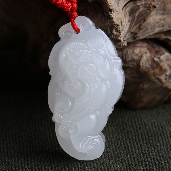 xinjiang white jade pixiu pendant necklace drop shipping jade stone leaves brave troops amulet necklace with chain for men women, Silver 
xinjiang white jade pixiu pendant necklace drop shipping jade stone leaves brave troops amulet necklace with chain for men women, Silver