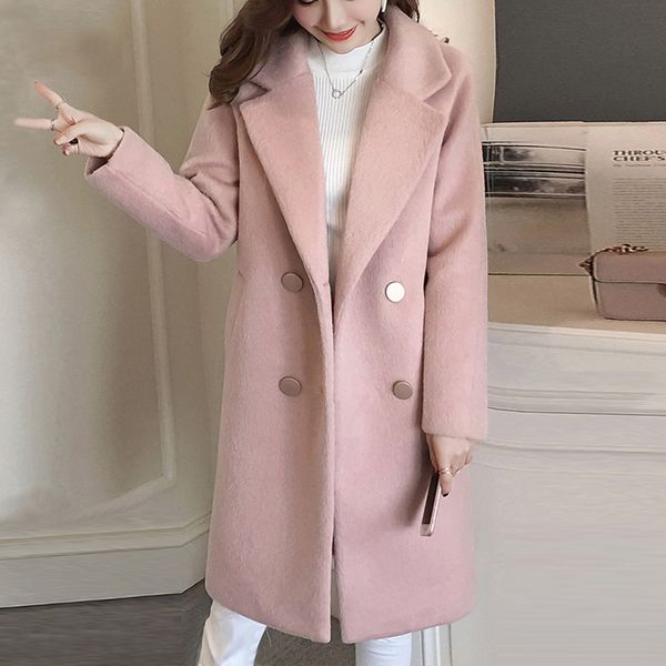 women work solid vintage winter office long sleeve button woolen jacket coat l1010, Black
women work solid vintage winter office long sleeve button woolen jacket coat l1010, Black