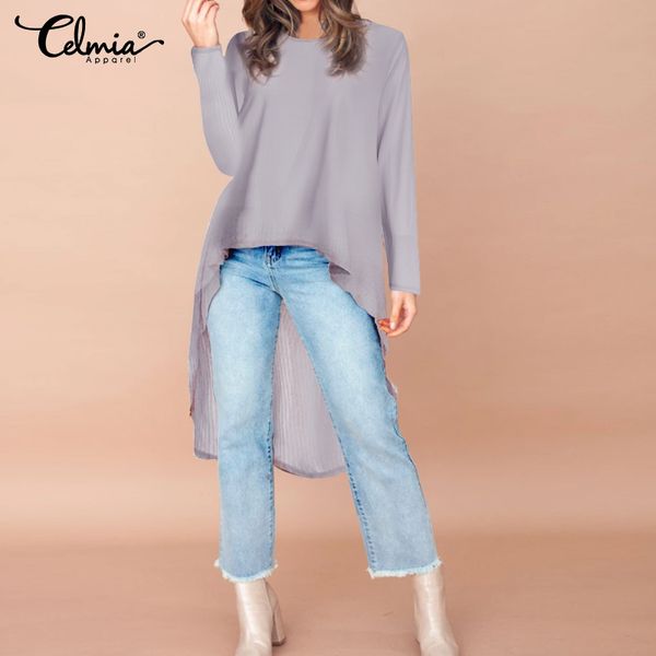 vintage casual long sleeve loose tunic women 2019 celmia solid o-neck pleated shirts asymmetrical blouses elegant blusas, White
vintage casual long sleeve loose tunic women 2019 celmia solid o-neck pleated shirts asymmetrical blouses elegant blusas, White